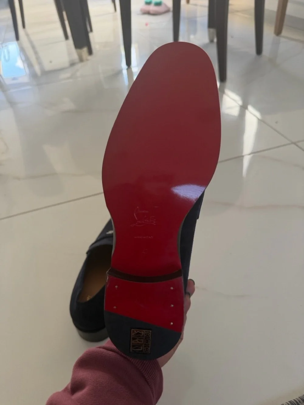 CHRISTIAN LOUBOUTIN - BLUE SUEDE "VARSIMOC" LOAFERS - Picture 5 of 6